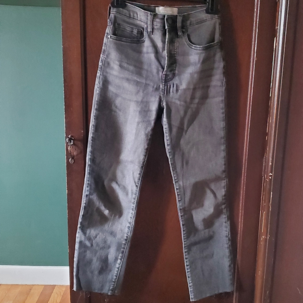 Everlane High Rise Slim Straight Cigarette Washed Black Denim